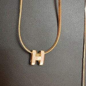 Mother of Pearl Gold plated Choker initial H Necklace